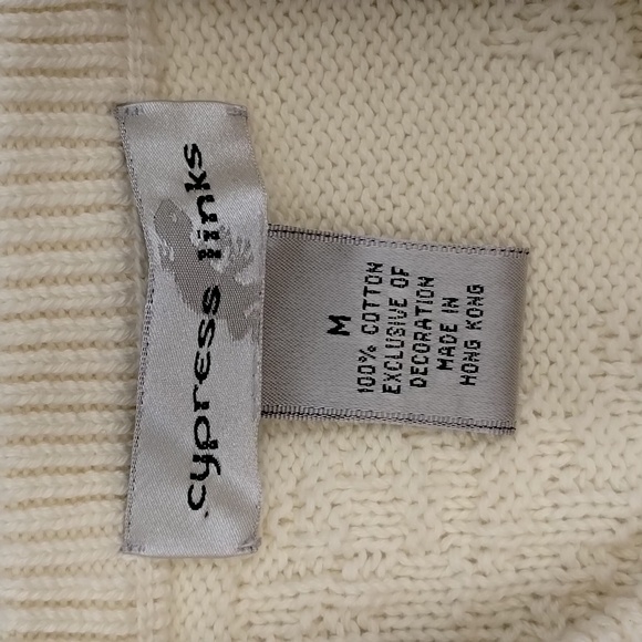 Cypress links golf sweater men's size medium cream golf logo 100% cotton - Picture 5 of 7